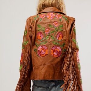 FP x Mauritius Crissy Floral Fringe Leather Jacket